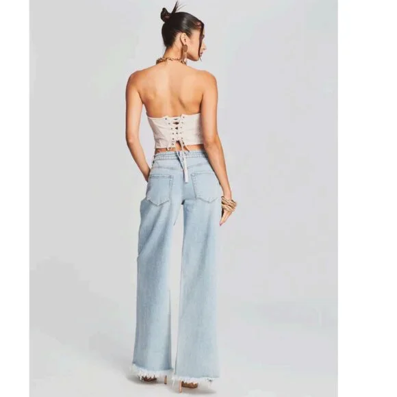 Retrofête Lorena Wide Leg Jean Light Blue Size 23/Waist 26.5